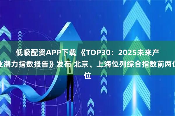 低吸配资APP下载 《TOP30：2025未来产业潜力指数报告》发布 北京、上海位列综合指数前两位